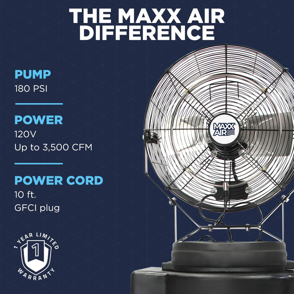 Maxx Air 3-Speed Misting Fan with 40 Gal. Tank, Industrial Cooling Fan