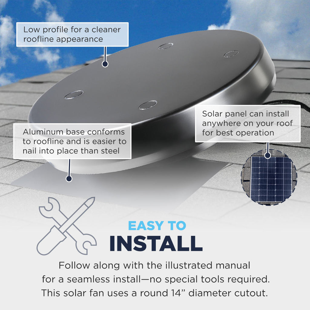 1,380 CFM Steel Solar Powered Roof Mount Attic Ventilator with Adjustable 60-Watt Solar Panel