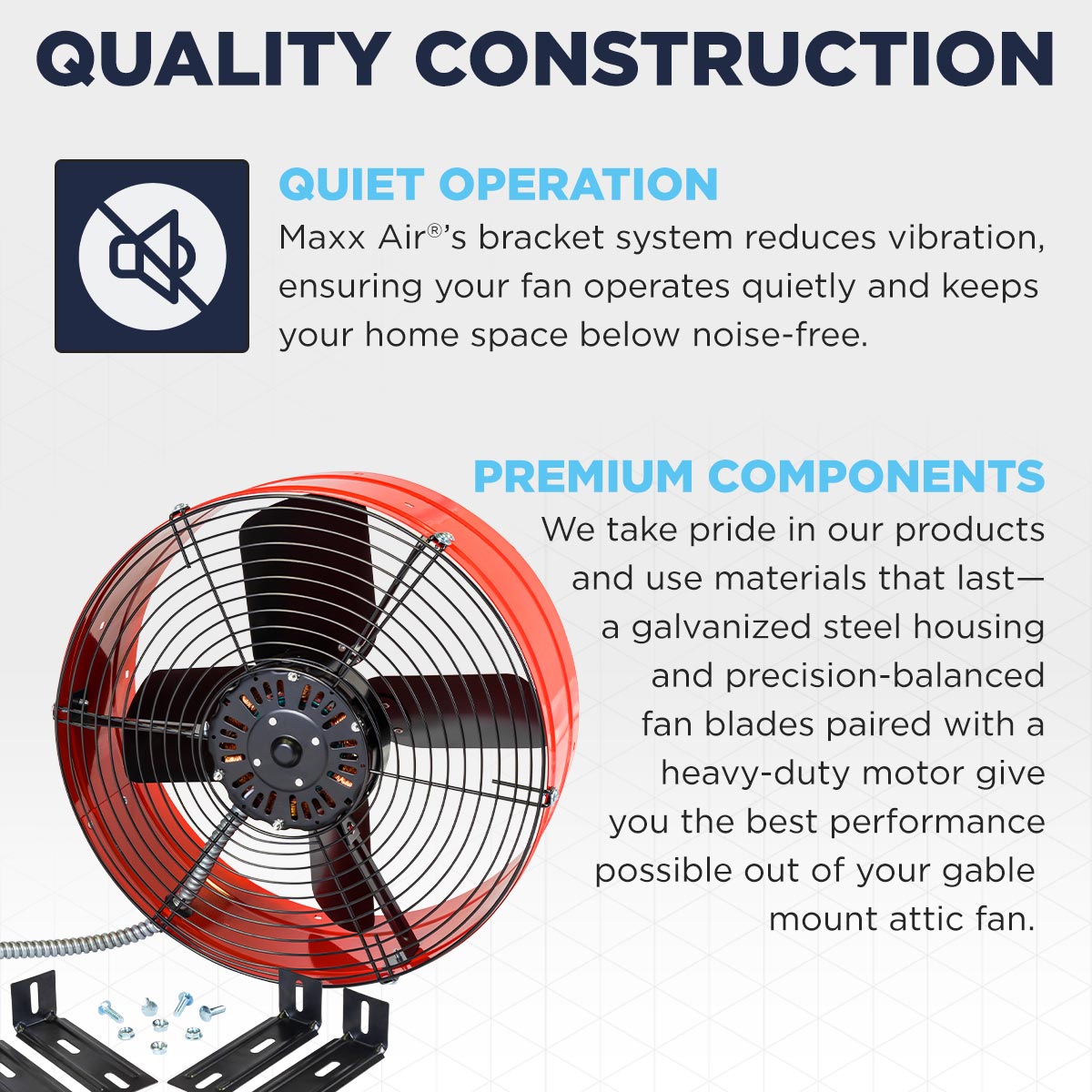 Premium 1,300 CFM Gable Mount Power Attic Ventilator in Red