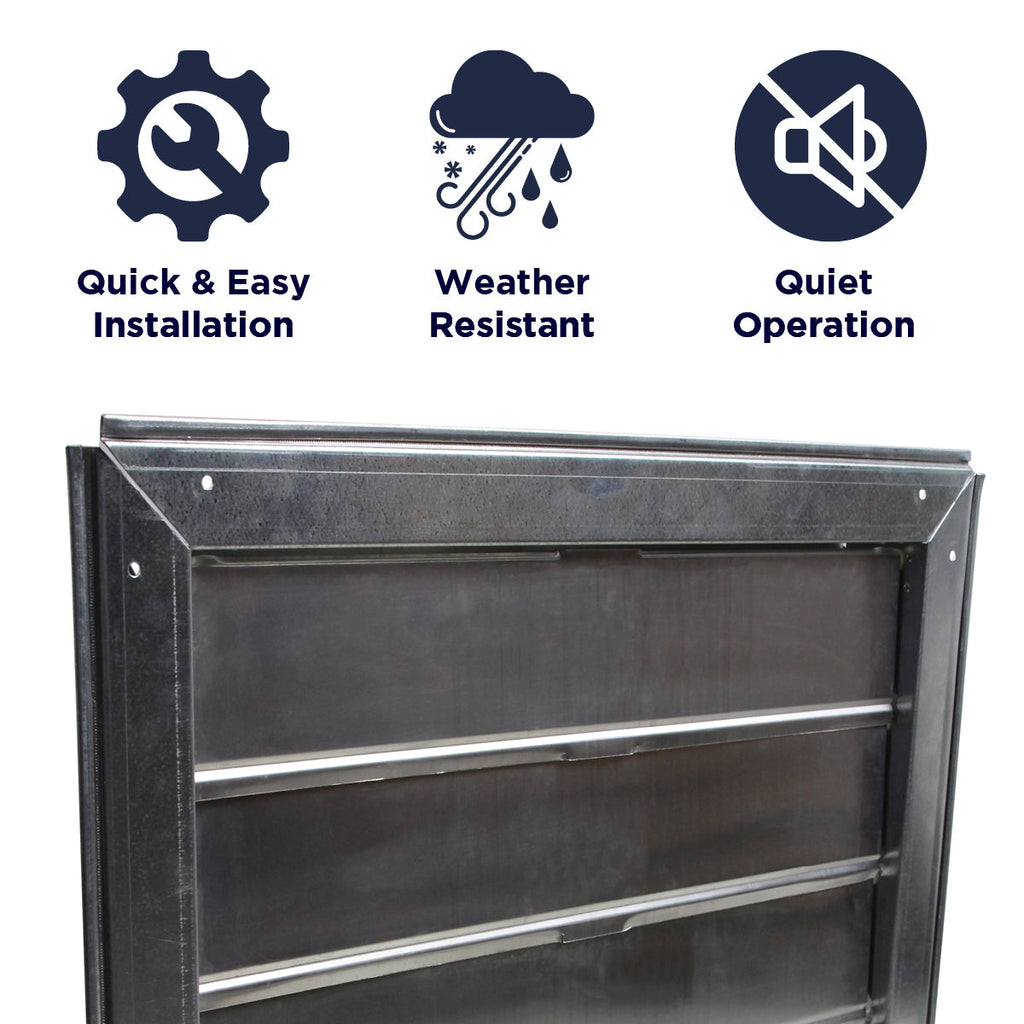 18 In. Automatic Metal Shutter for Gable Mount Power Attic Ventilators