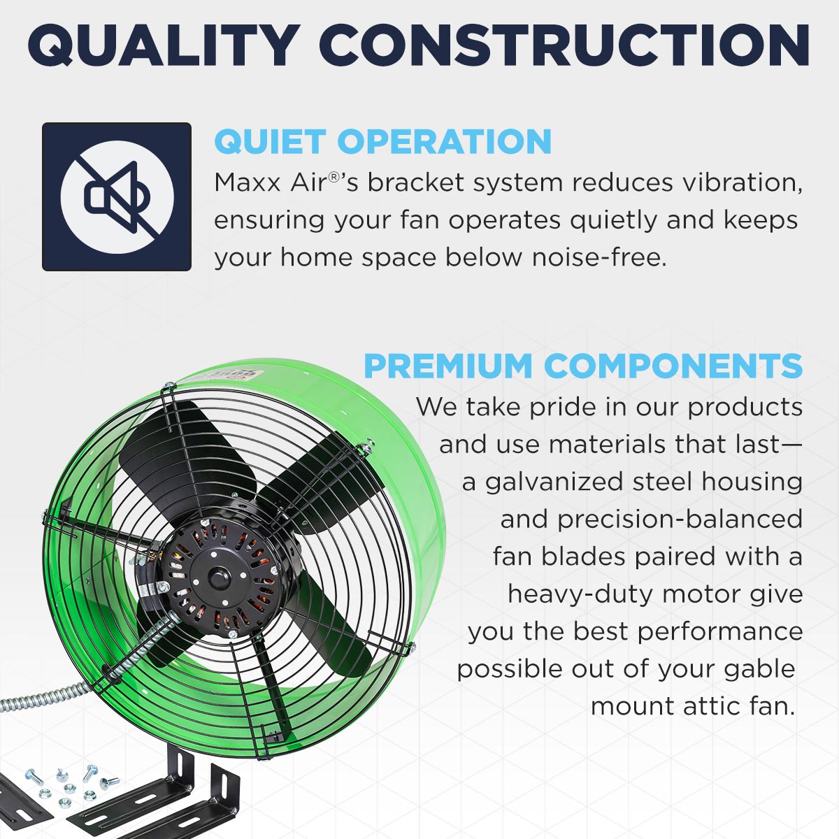 Premium 1,650 CFM Gable Mount Power Attic Ventilator in Green