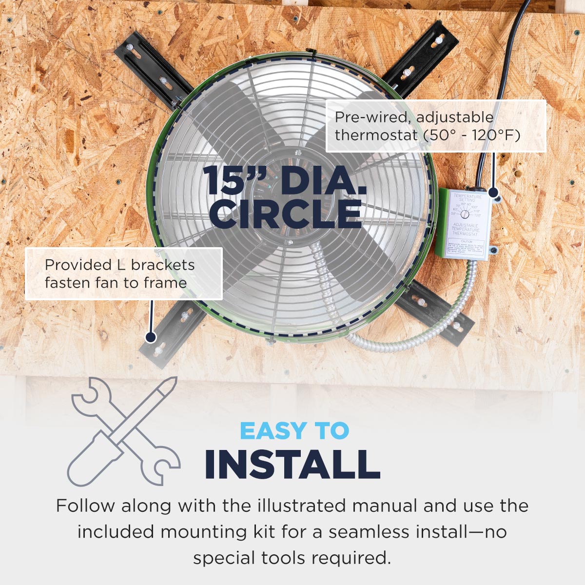 Premium 1,650 CFM Gable Mount Power Attic Ventilator in Green