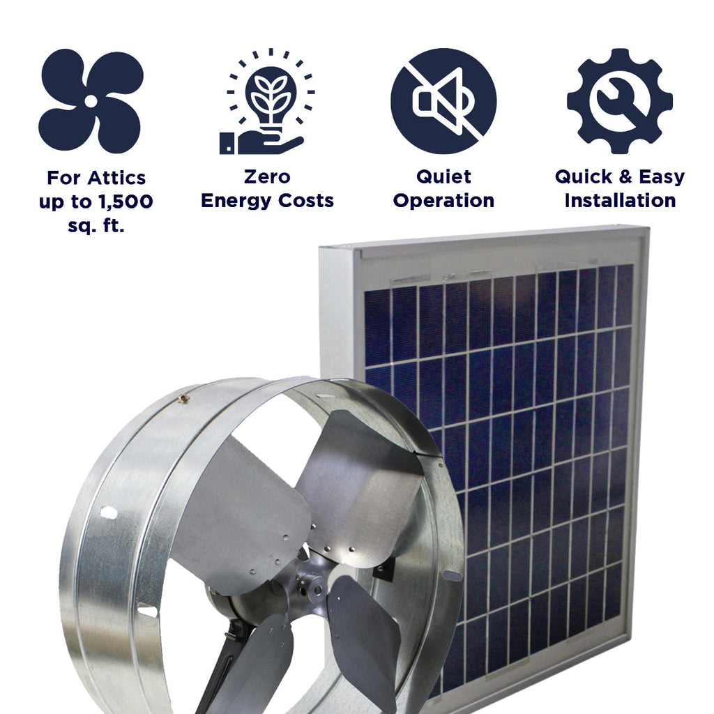 433 CFM Solar Powered Gable Mount Power Attic Ventilator with Panel