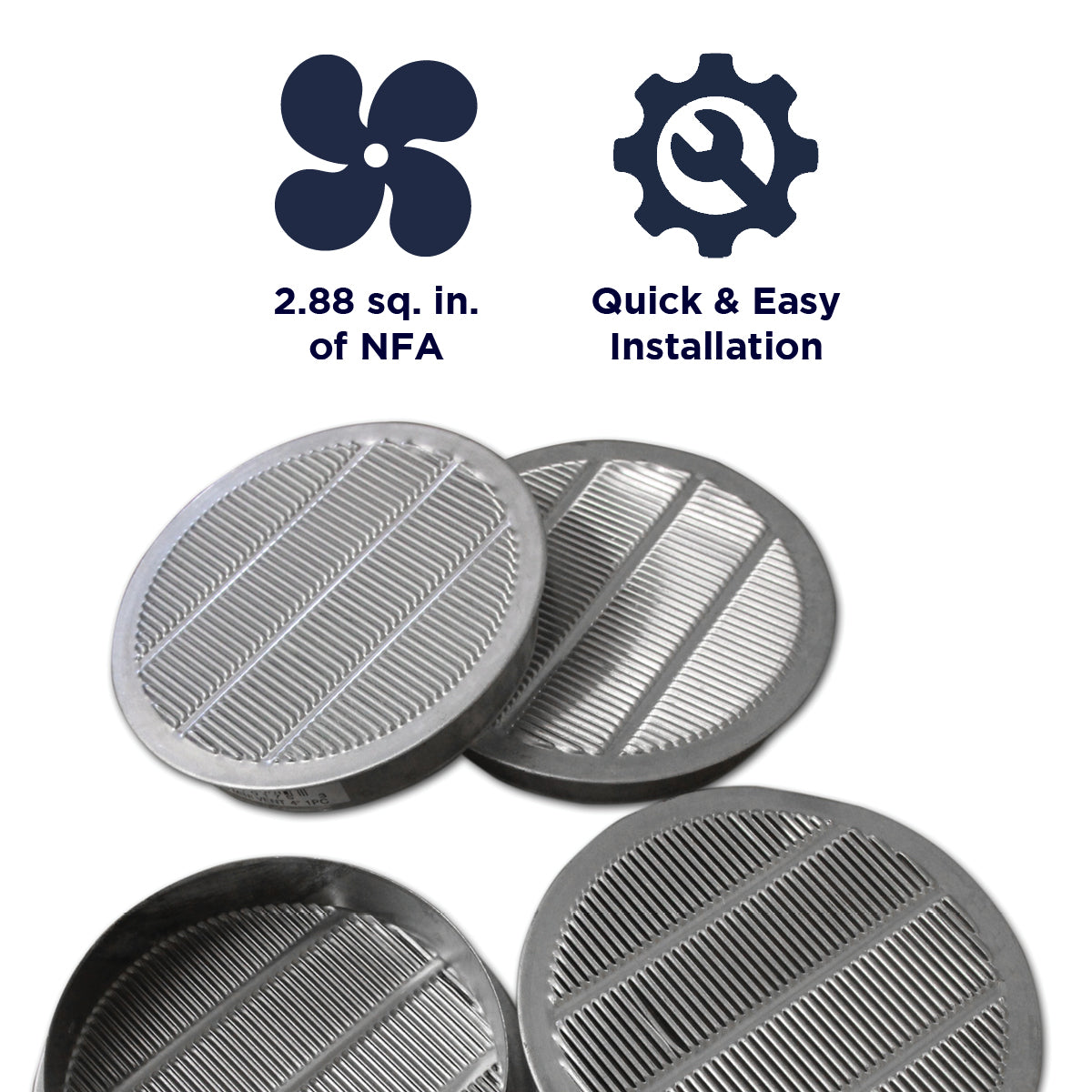 1 In. and 4 In. Round Mini Soffit Vents in Mill